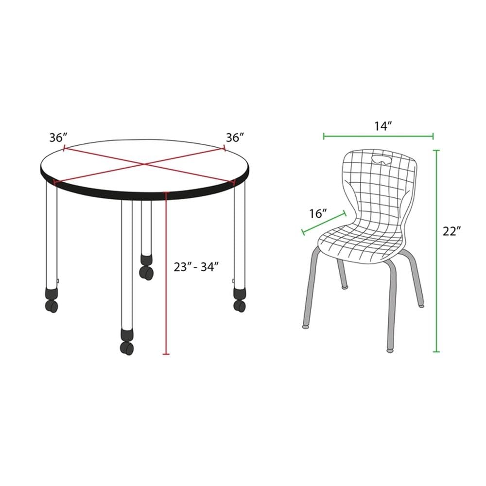 Round Mobile Maple Table with 4 Stack Chairs N5297
