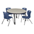 Round Mobile Maple Table with 4 Stack Chairs N5297