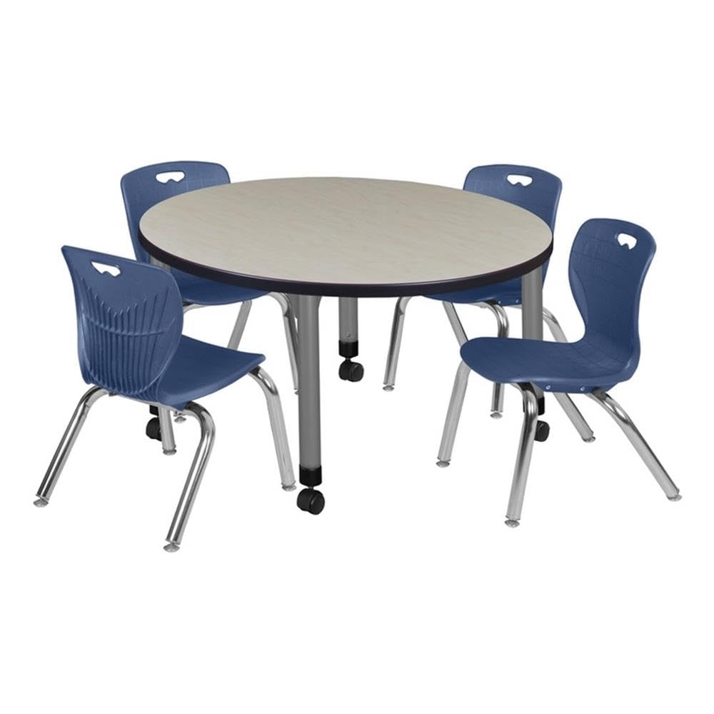 Round Mobile Maple Table with 4 Stack Chairs N5297