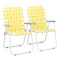 Yellow Striped Webbed Lawn Chairs Set of 2 K427