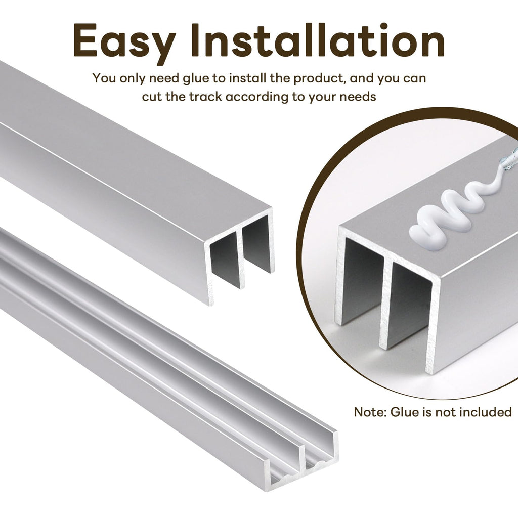 Aluminum Sliding Door Track Set 36 x 0.79 inches J31515