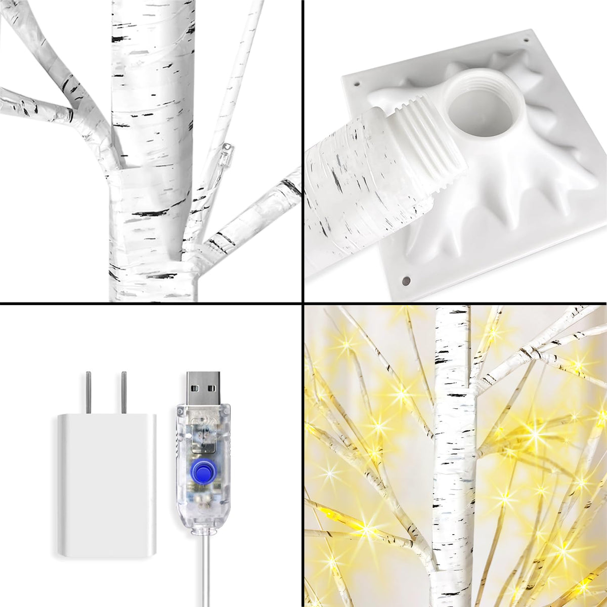 4FT LED Birch Tree with 96 Lights T616007