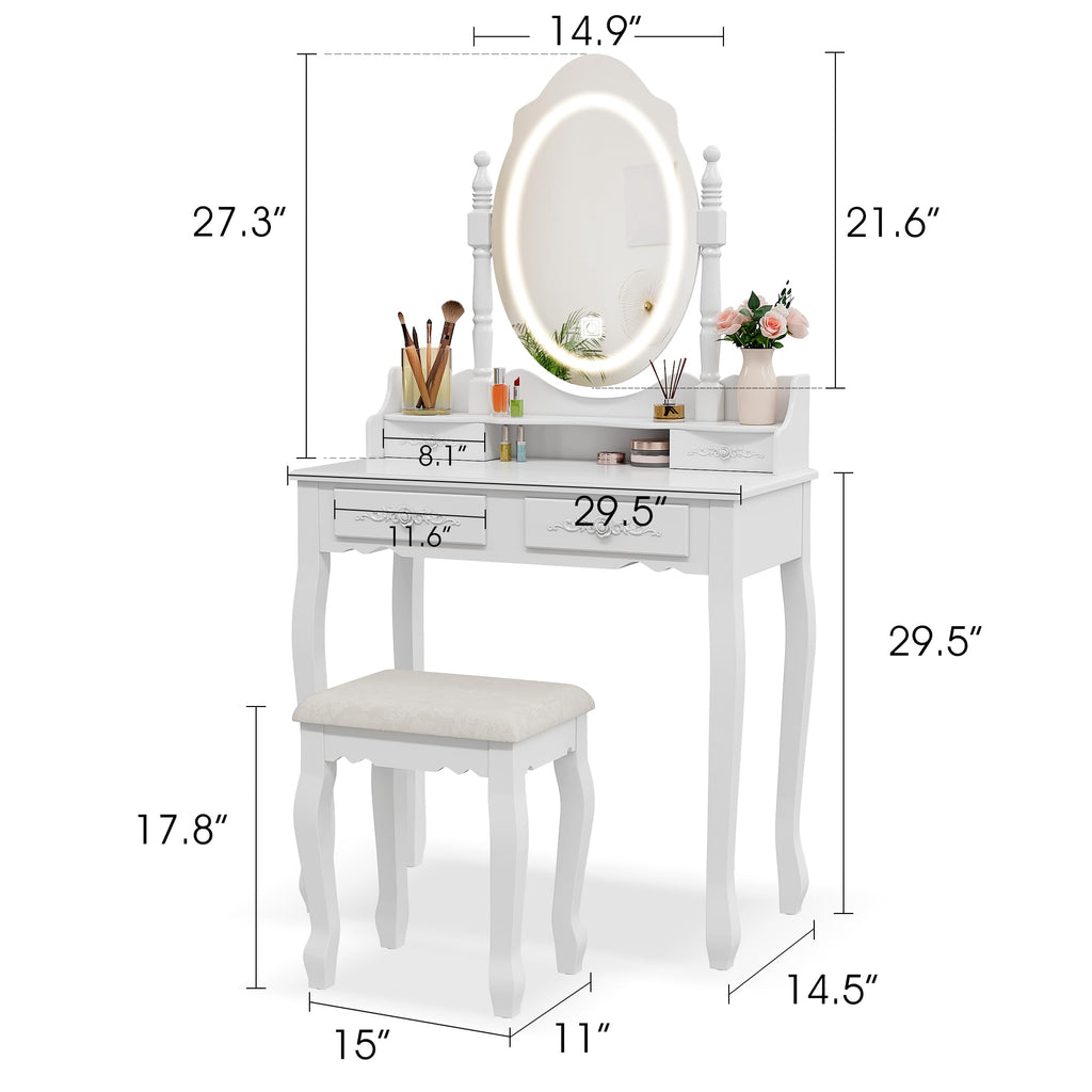 Vanity Desk with Mirror and Lights R6692