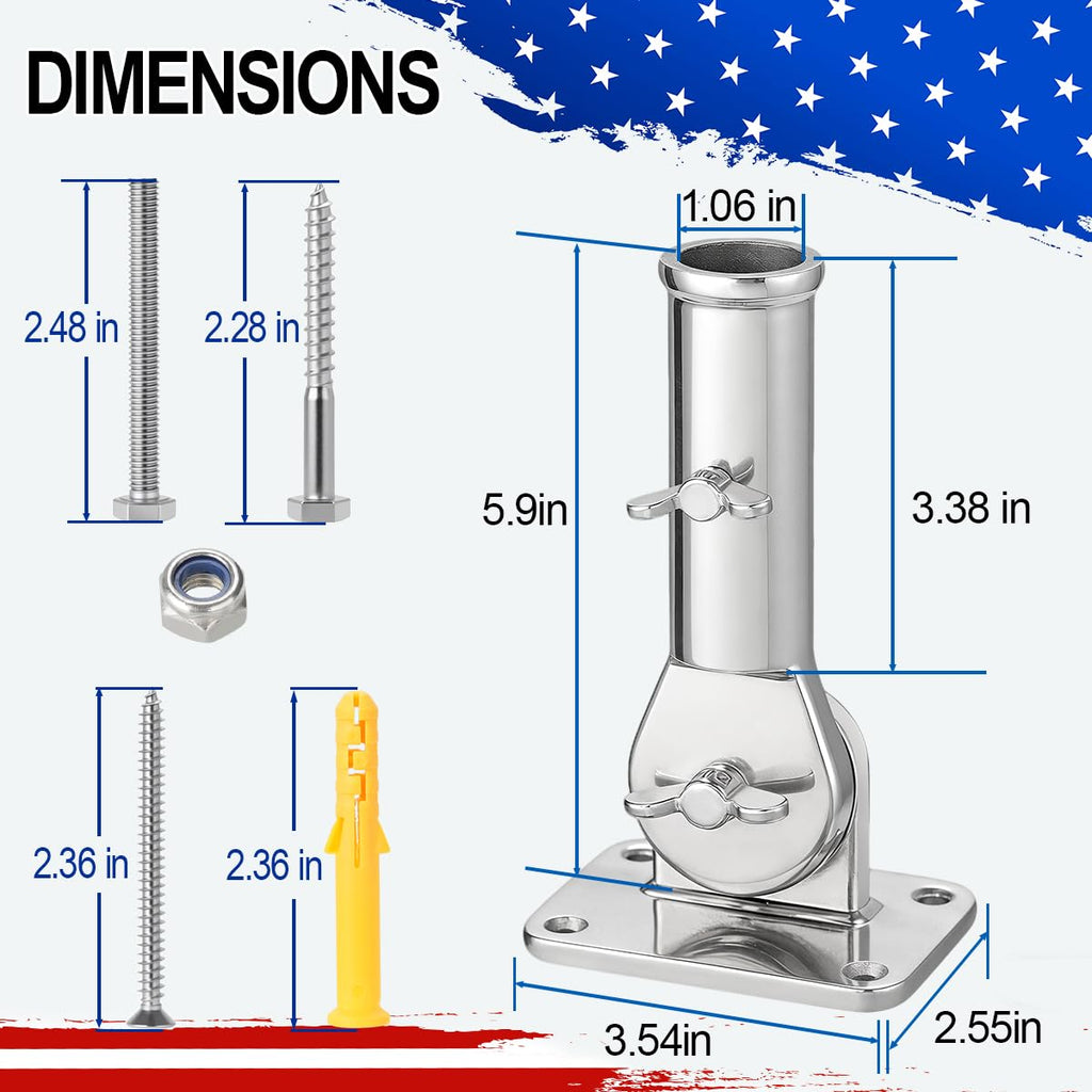Adjustable 316 Stainless Steel Flag Pole Holder K8385