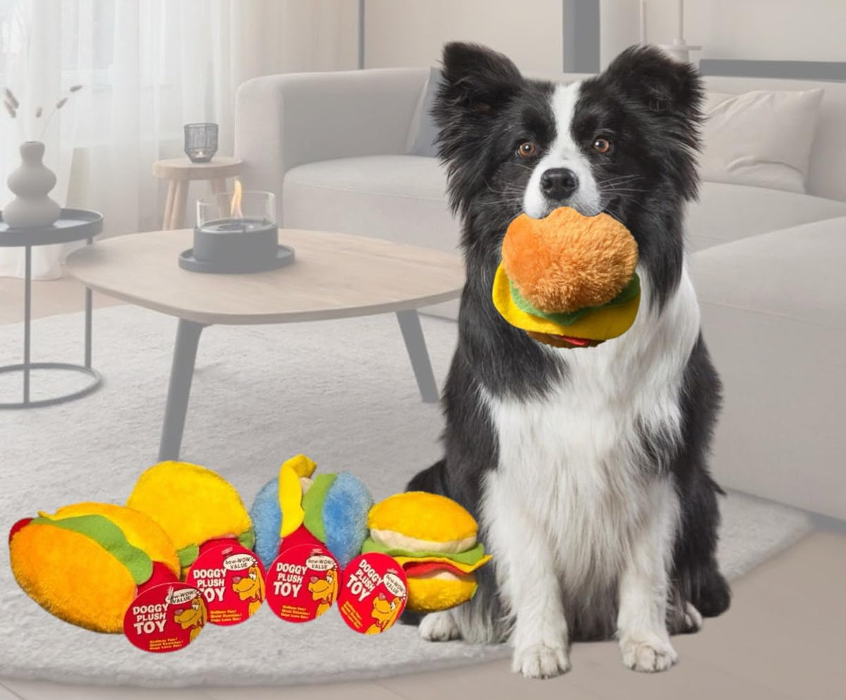 Hot Dog and Hamburger Plush Dog Chew Toy 2 Pack C815803