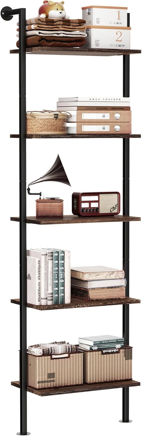 5-Tier Solid Wood Ladder Bookshelf L850