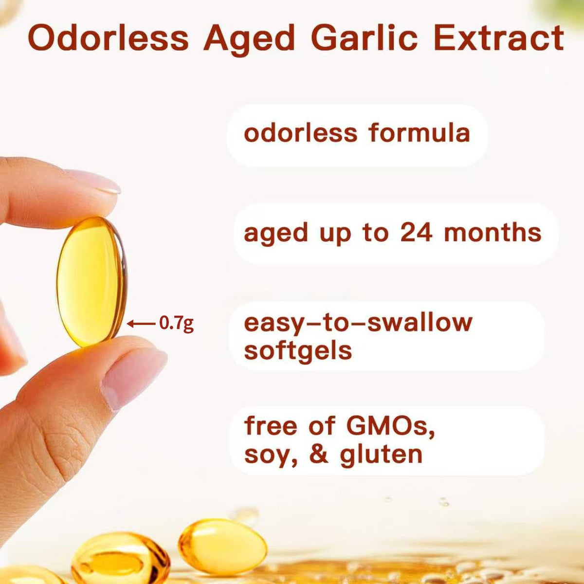 Odorless Organic Garlic Capsules 300 Count C4106