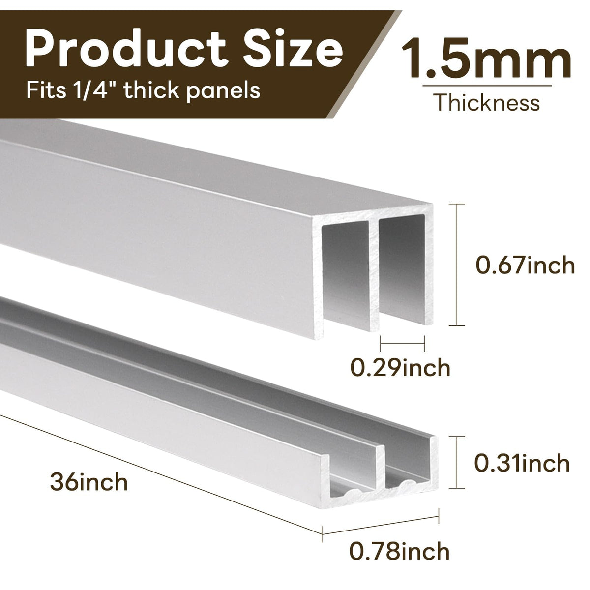 Aluminum Sliding Door Track Set 36 x 0.79 inches J31515