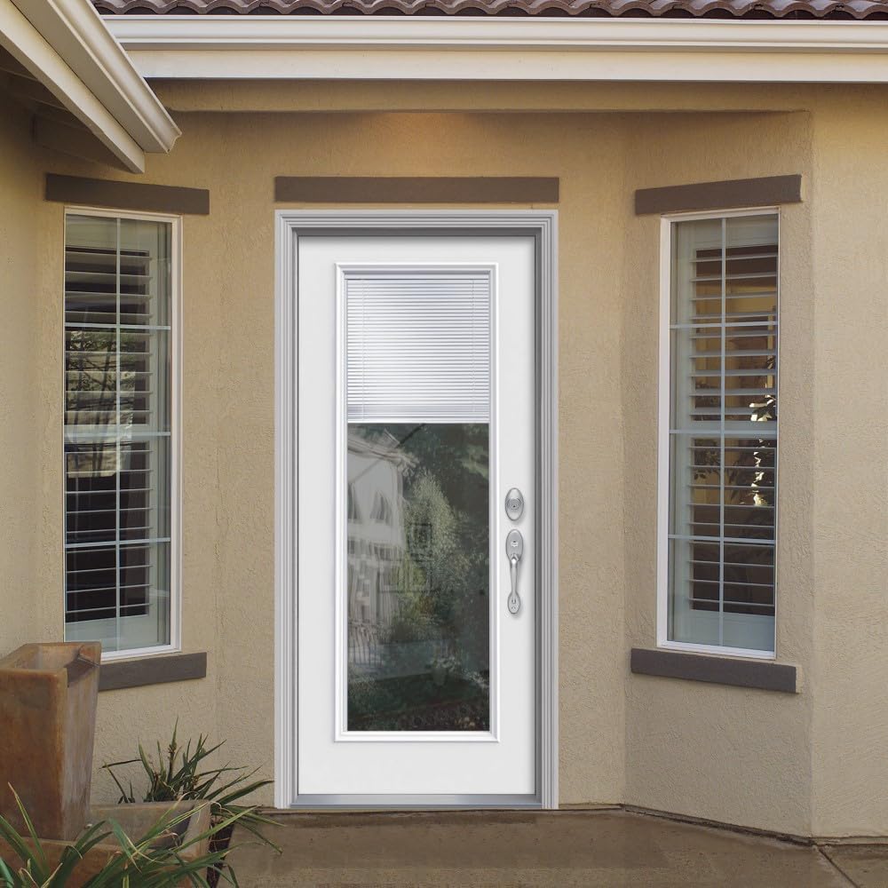 Fiberglass Smooth Primed Left Hand In-Swing Prehung Front Door Full Lite Clear Glass 36" x 80" V214