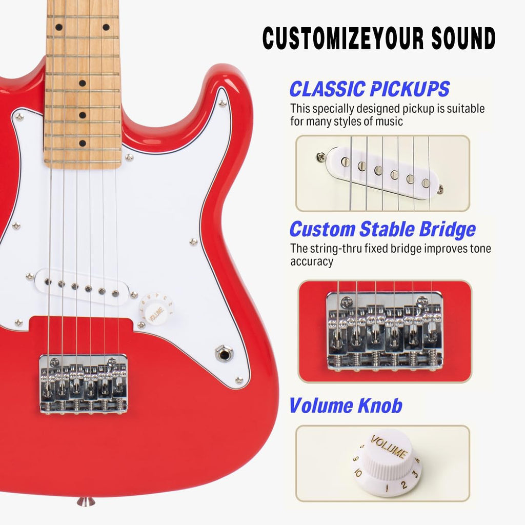 32 Inch Junior Size Red Electric Guitar Beginner Kit with Amplifier and Bag O6046