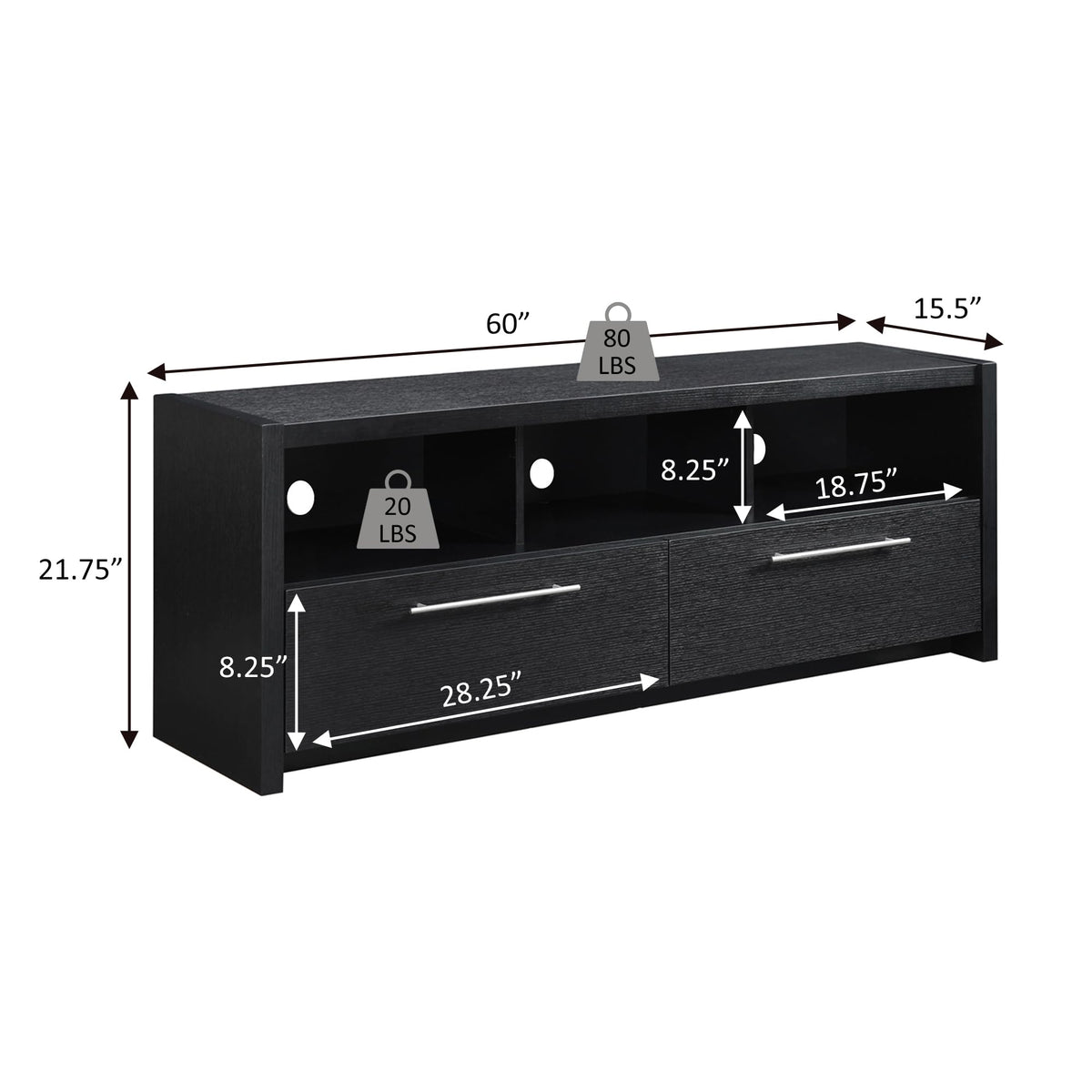 Espresso TV Stand with Storage Cabinets & Shelves V69223