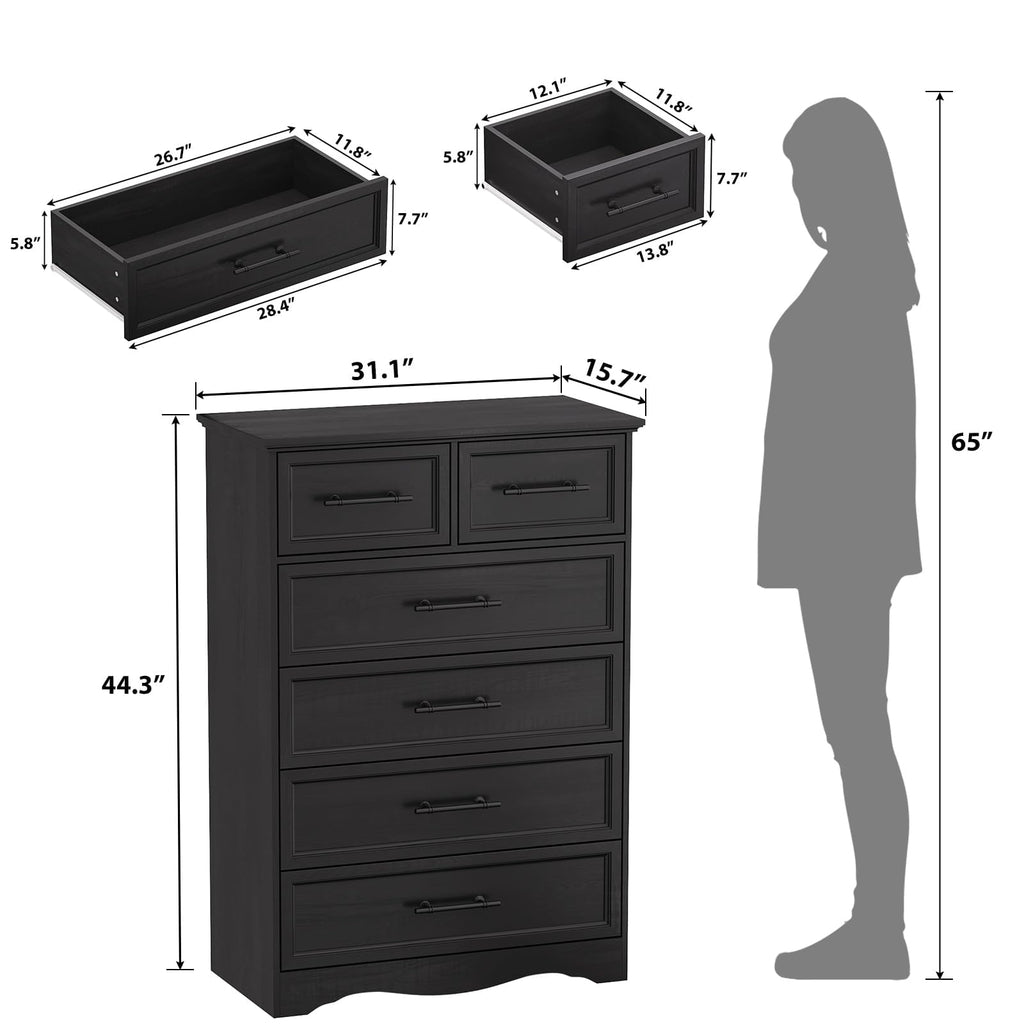 Black 6 Drawer Dresser H297277
