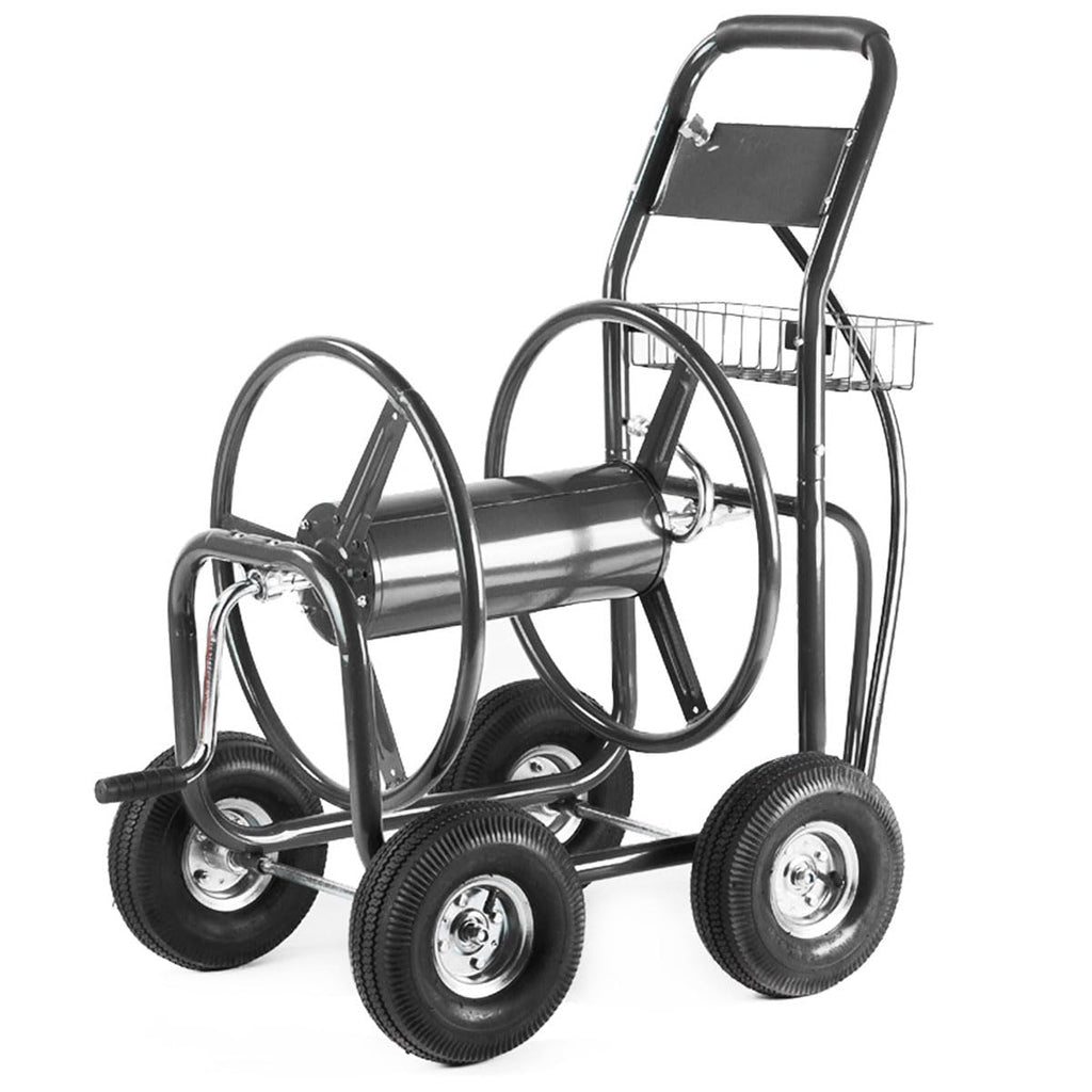 Hose Reel Cart with Wheels, 300-Feet Capacity, Grey C15527