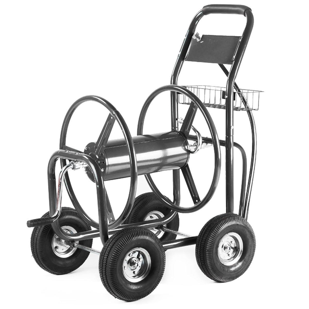 Hose Reel Cart with Wheels, 300-Feet Capacity, Grey C15527