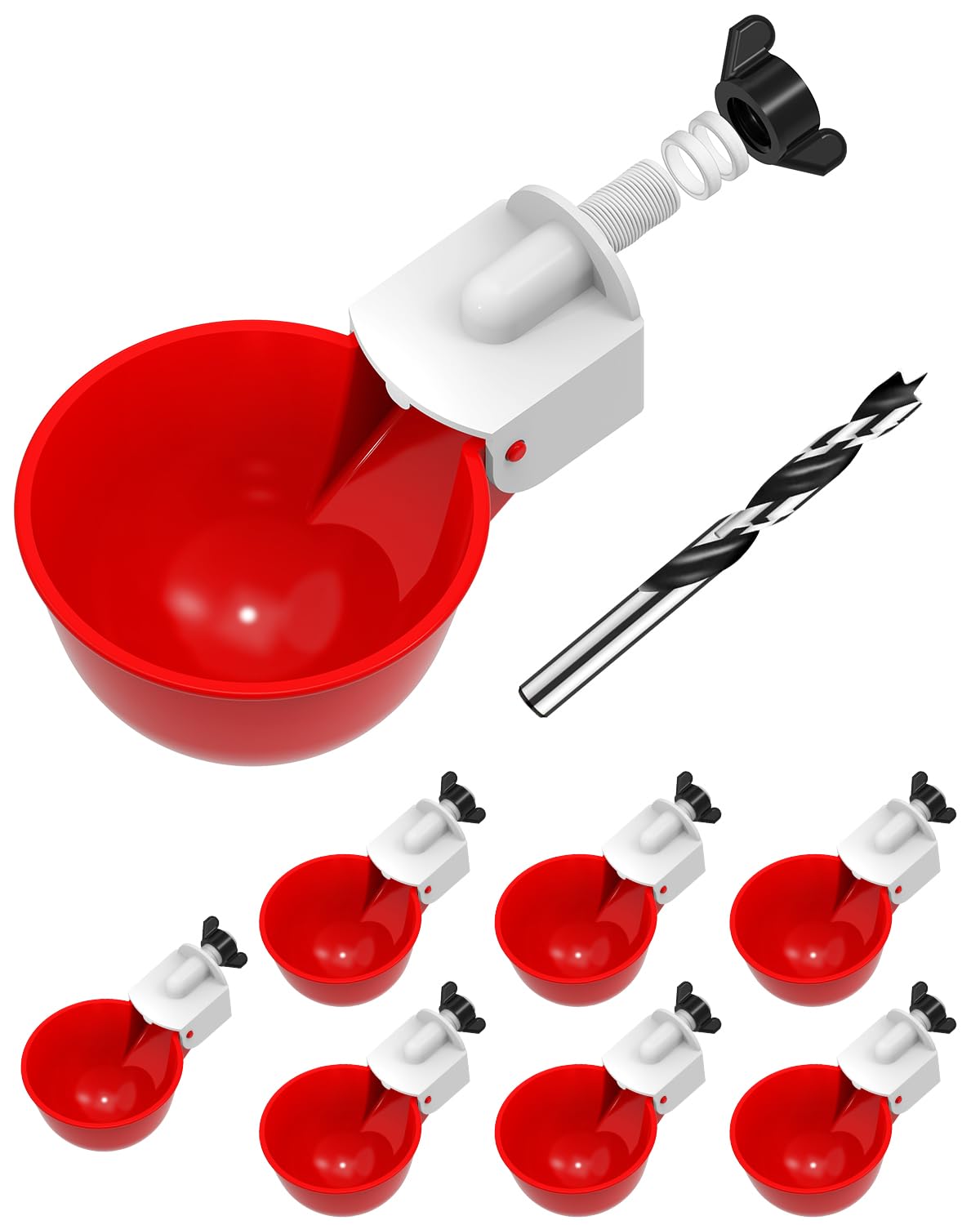 Chicken Waterer Cups 8 Pack with 3/8" Drill Bit K18133