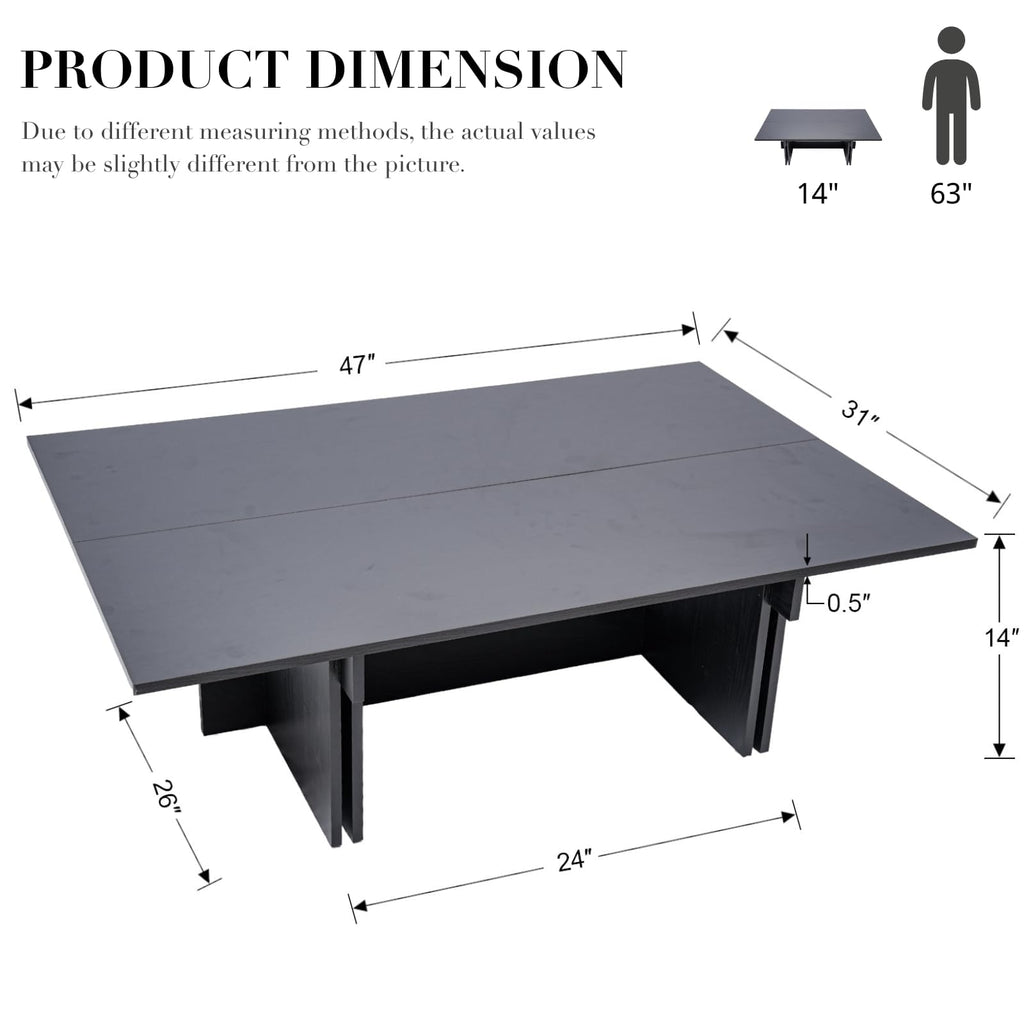 48" Rustic Wood Coffee Table with Geometric Base S842338