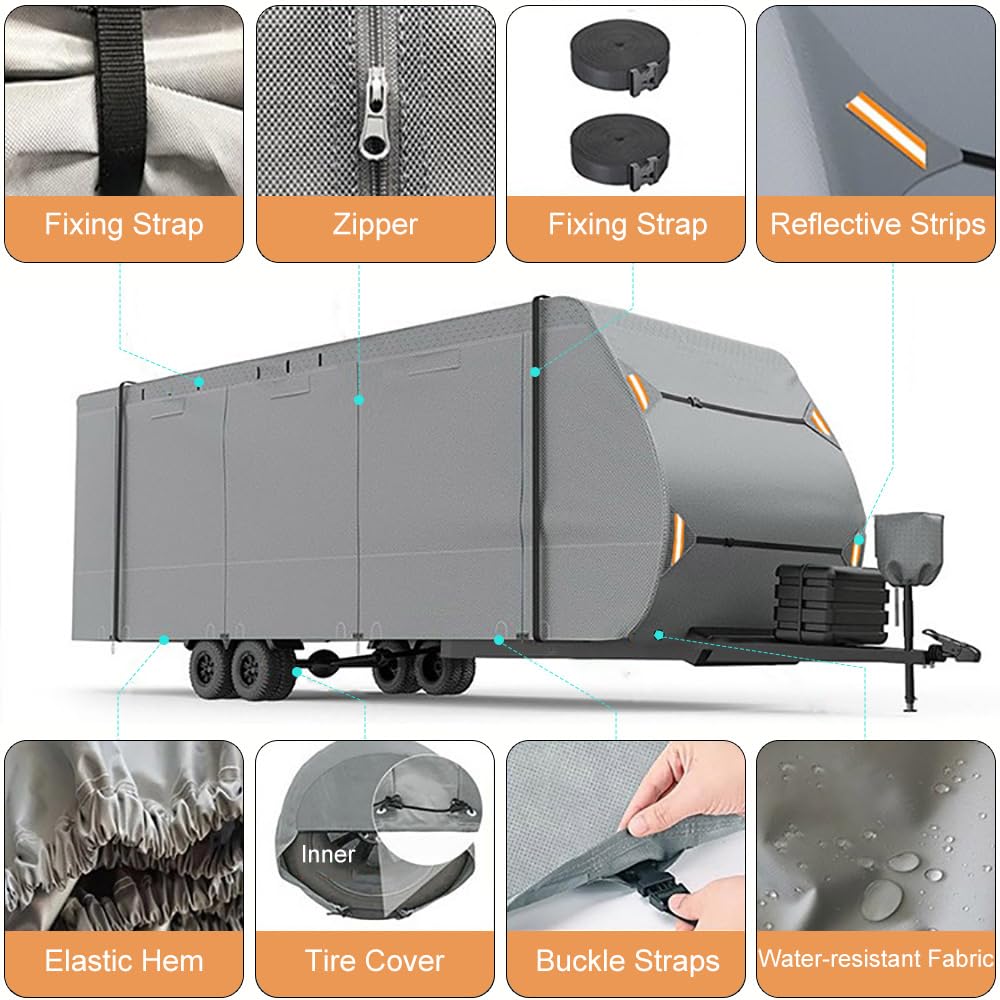 Waterproof 420D Travel Trailer Cover with Adjustable Straps Q2276