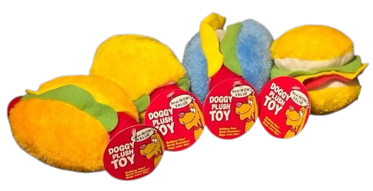 Hot Dog and Hamburger Plush Dog Chew Toy 2 Pack C815803