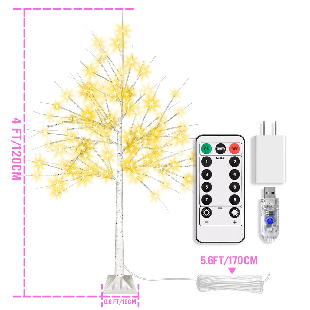 4FT LED Birch Tree with 96 Lights T616007
