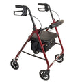 Aluminum Rollator Walker with Seat, 6-inch Wheels, Foldable, Burgundy Y759370