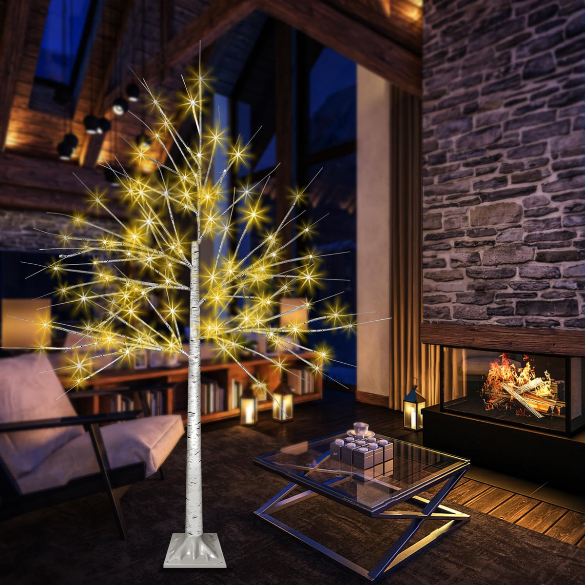 4FT LED Birch Tree with 96 Lights T616007