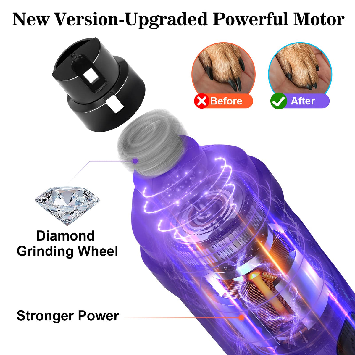 2-Speed Electric Dog Nail Grinder with 2 LED Light W16781
