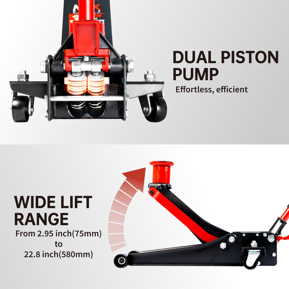 3-Ton Low-Profile Dual Pistons Steel Floor Jack B5899