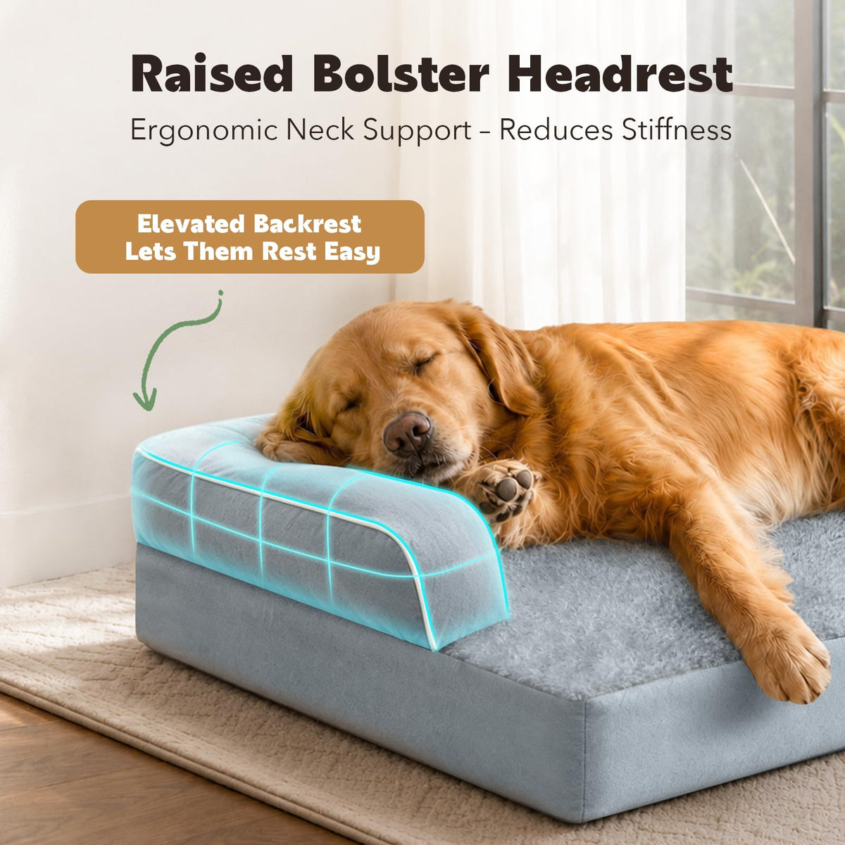 Washable Orthopedic Dog Bed with Bolster H33777