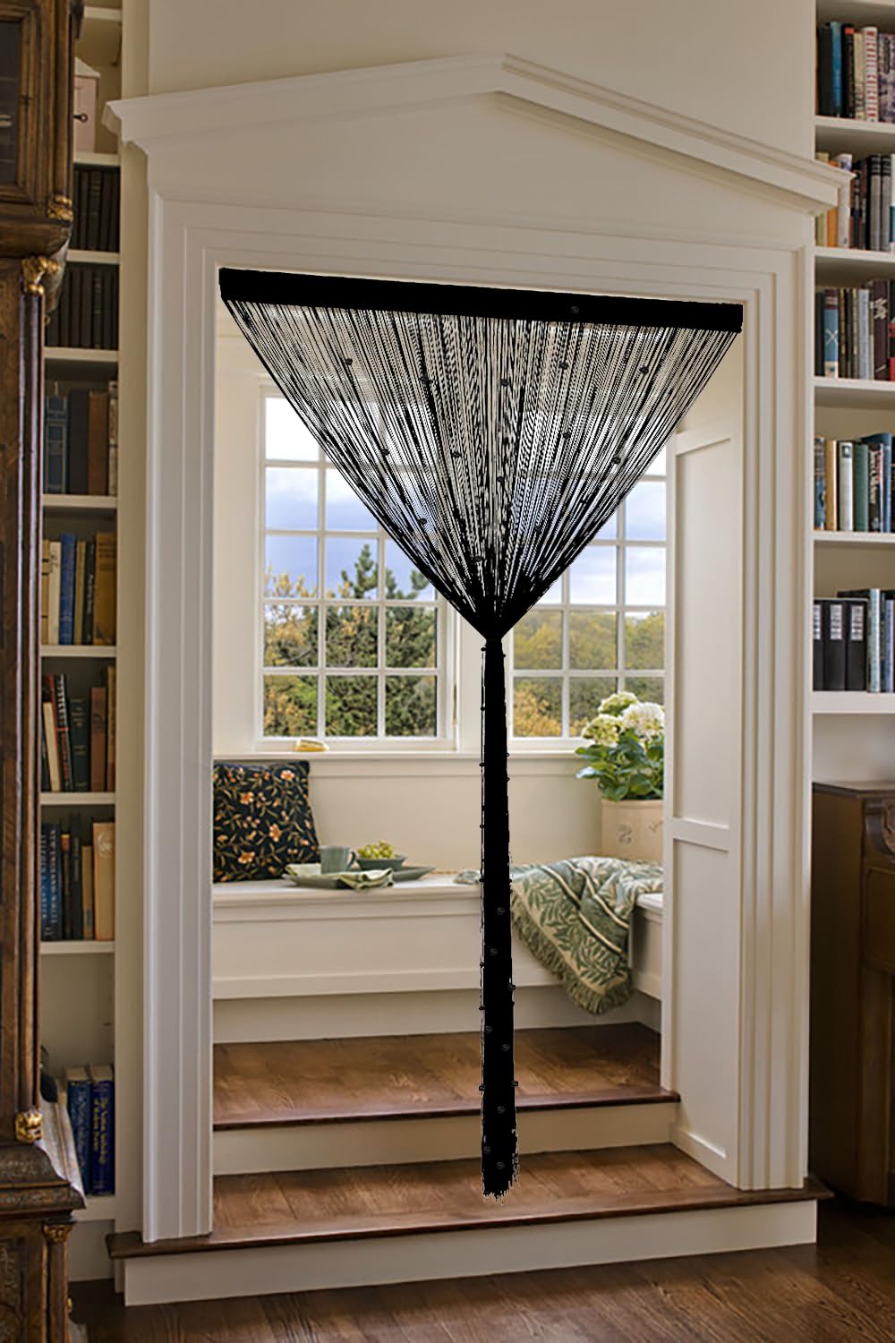 Beaded Curtains 39"x79" Black Z412763