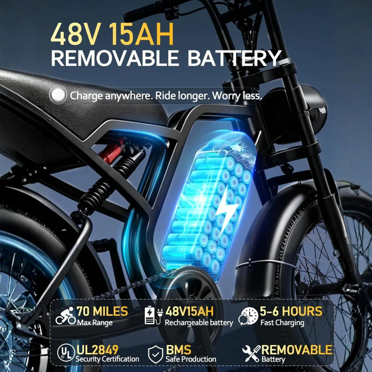 20" Fat Tire Foldable Electric Bike with Removable Battery L626302