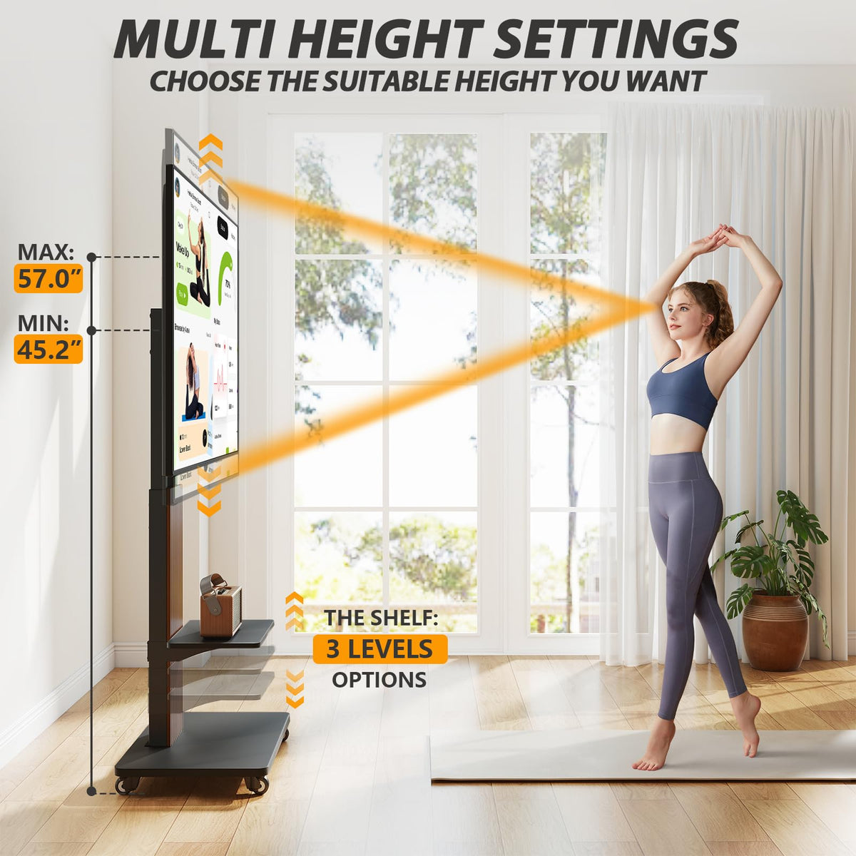 Heavy Duty Rolling TV Stand for 55-100 inch Large Screens B5240
