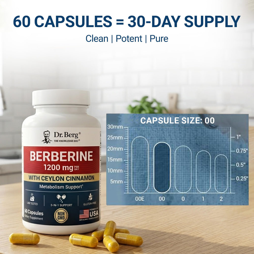 1200 mg Berberine with Ceylon Cinnamon, ALA, Magnesium Glycinate & BioPerine, 60 Capsules E792550