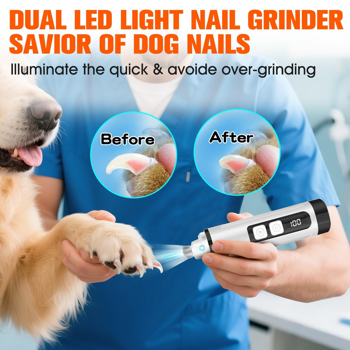 Ultra Quiet Electric Pet Nail Clippers with LED Lights N712285