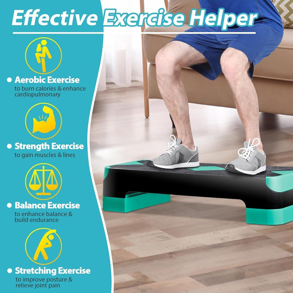 26.5 inch Aerobic Step Platform with 4 Risers K273