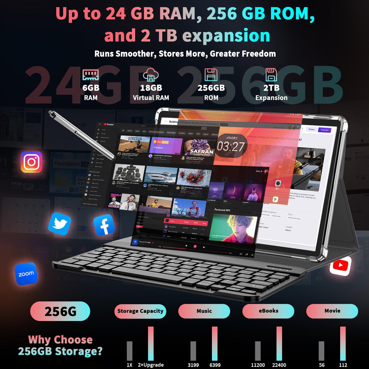 10 inch Android Tablet with Keyboard N711996