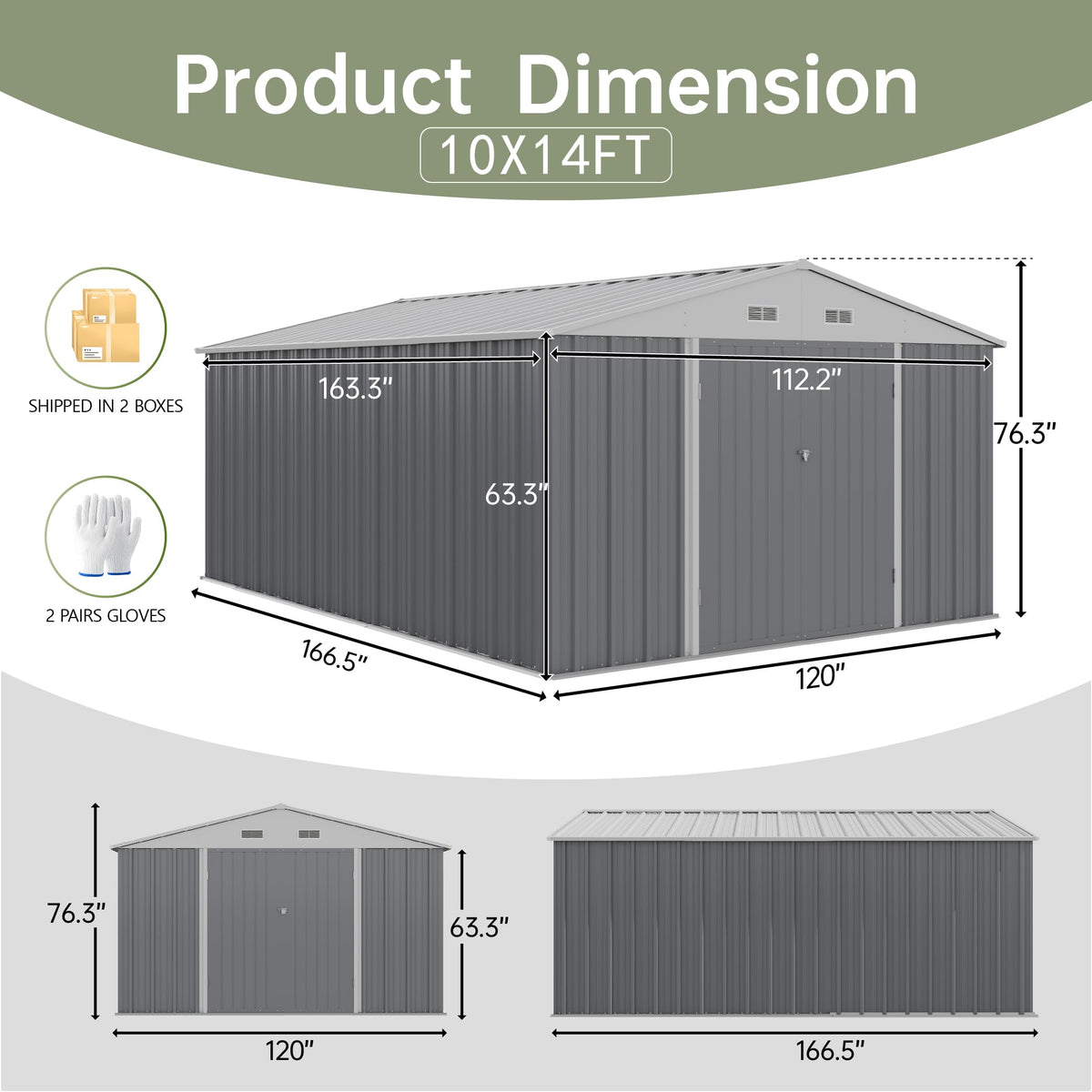 10x14 FT Outdoor Storage Shed H375097