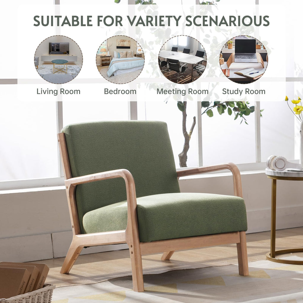 Mid Century Modern Accent Chairs Set of 2 Fabric Wood Armchair O558