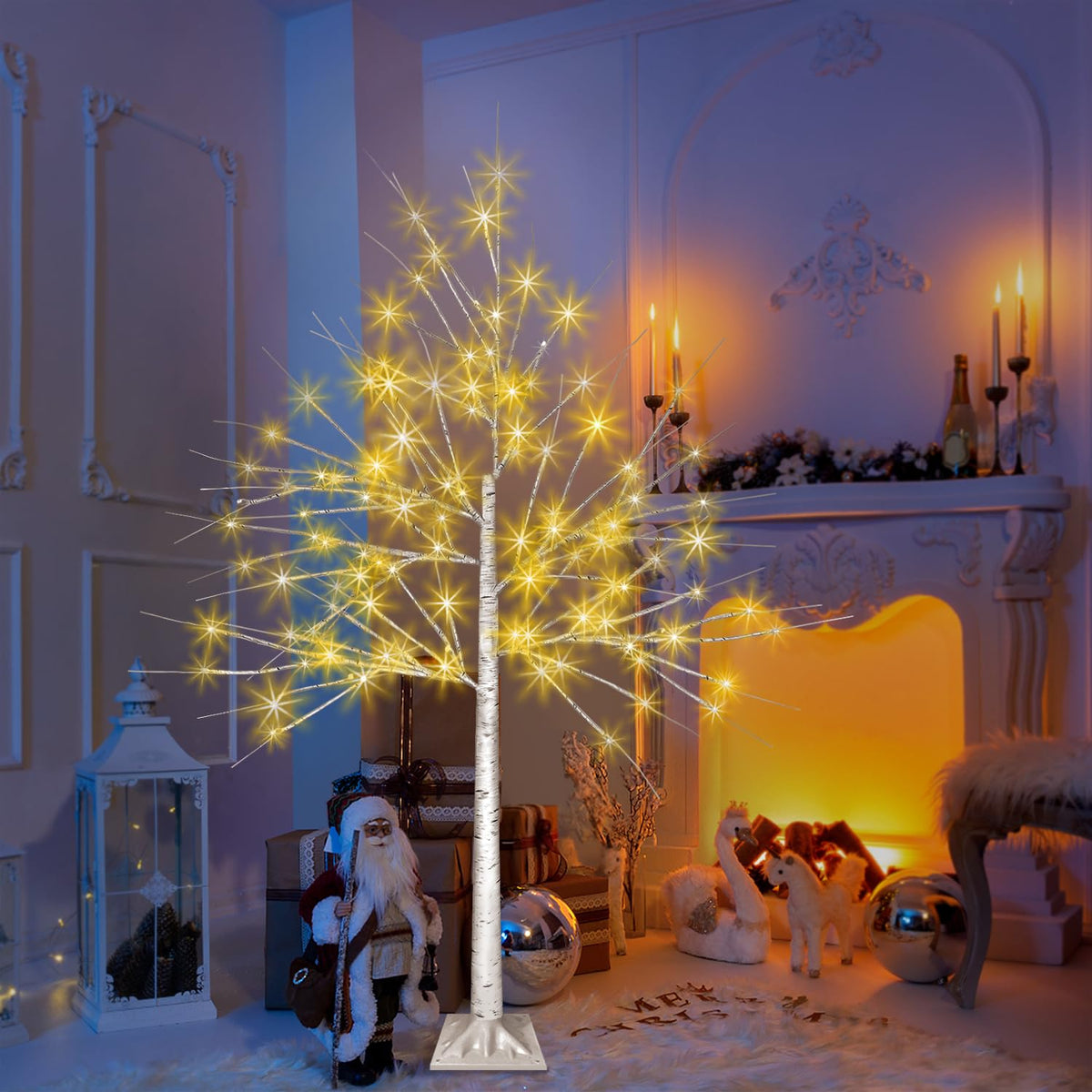 4FT LED Birch Tree with 96 Lights T616007