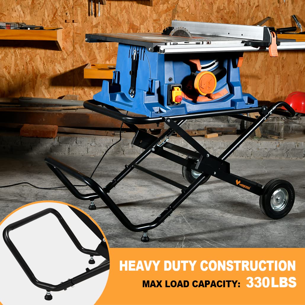 Portable Foldable Table Saw Stand with 8 Inch Wheels K3258