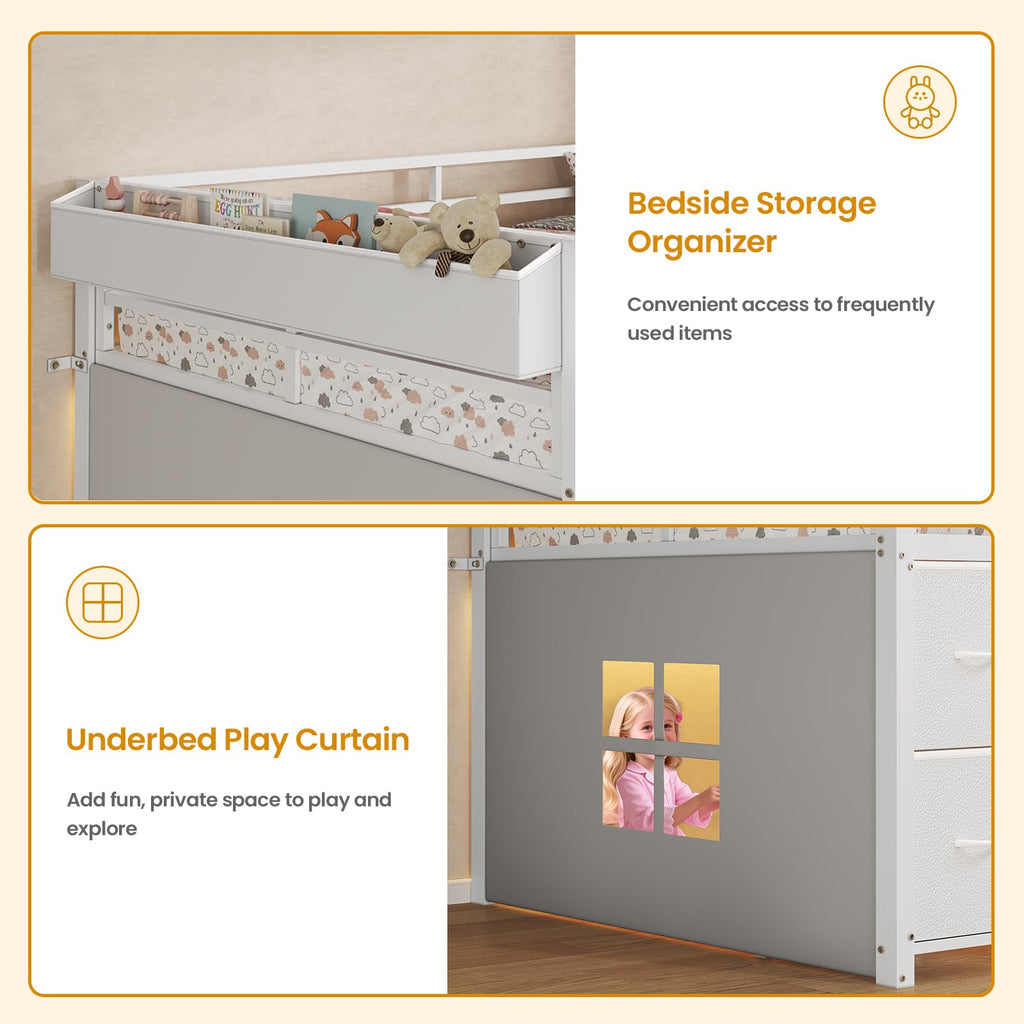 Twin Size Low Loft Bed with 7 Drawers M65910