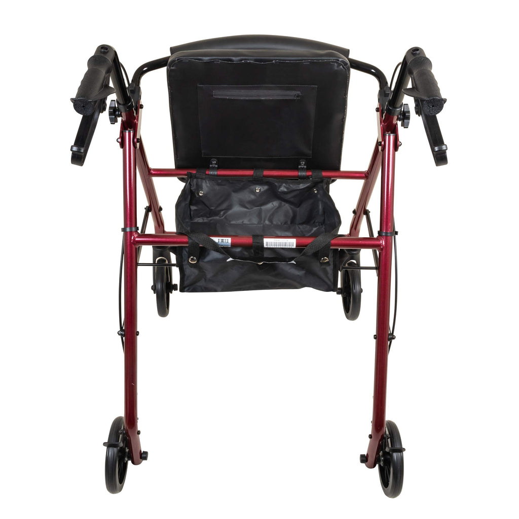 Aluminum Rollator Walker with Seat, 6-inch Wheels, Foldable, Burgundy Y759370