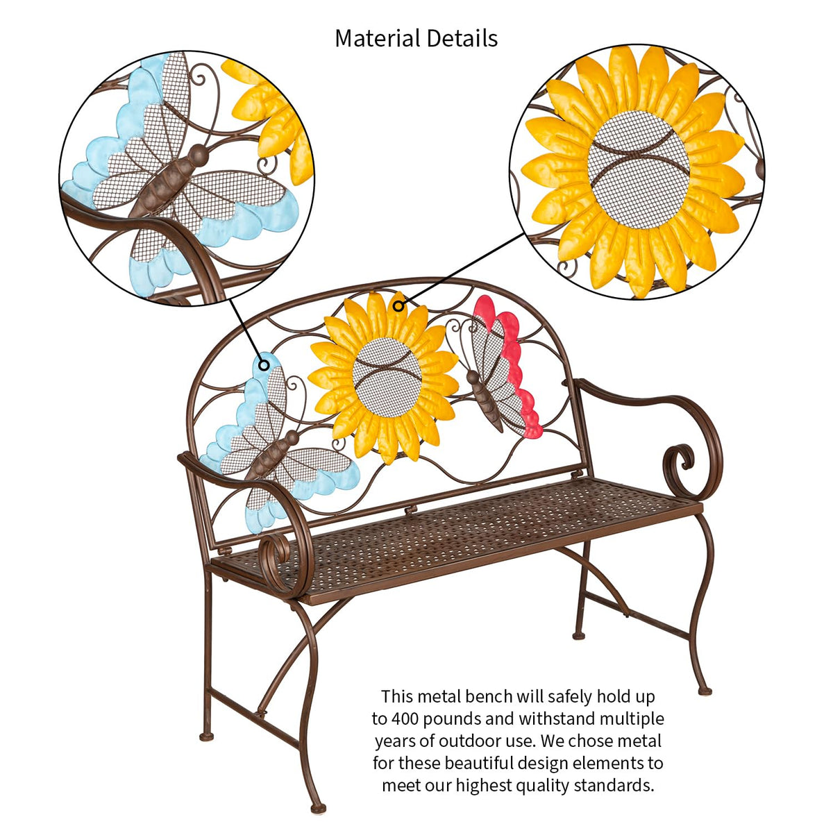 Cast Iron Metal Garden Bench U336