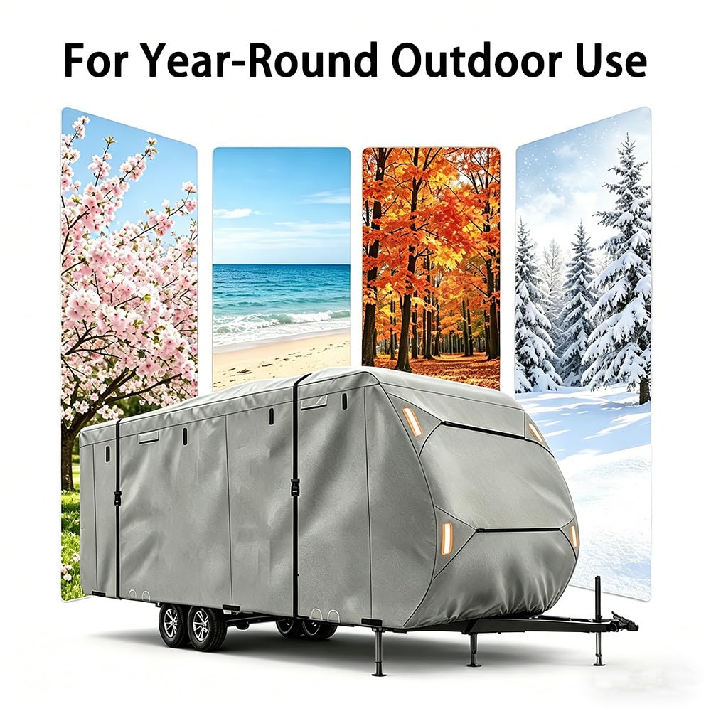 Waterproof 420D Travel Trailer Cover with Adjustable Straps Q2276