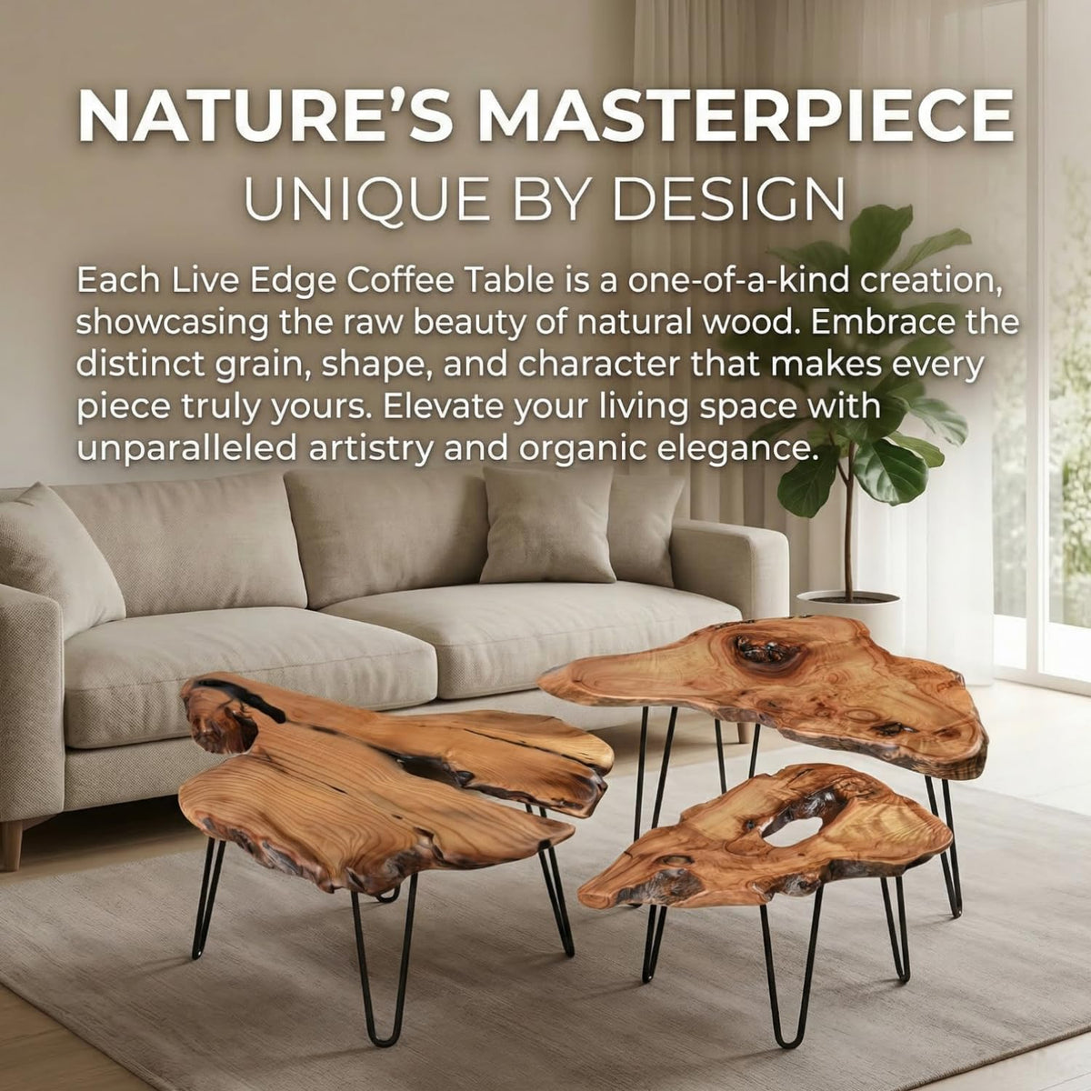Live Edge Natural Wood Coffee Table K80991