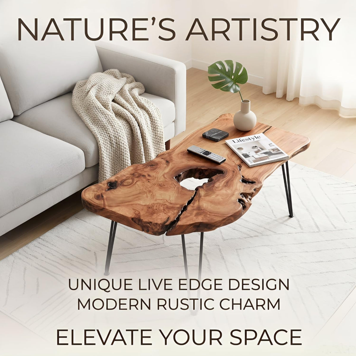 Live Edge Natural Wood Coffee Table K80991