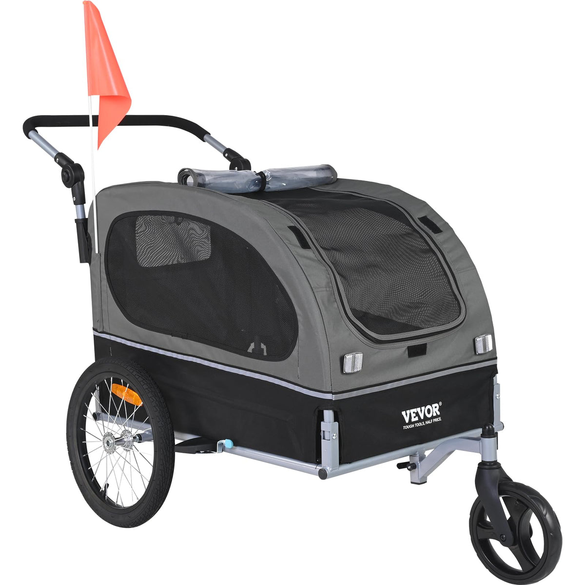 Dog Bike Trailer 2-in-1 Pet Stroller Bicycle Carrier S3654