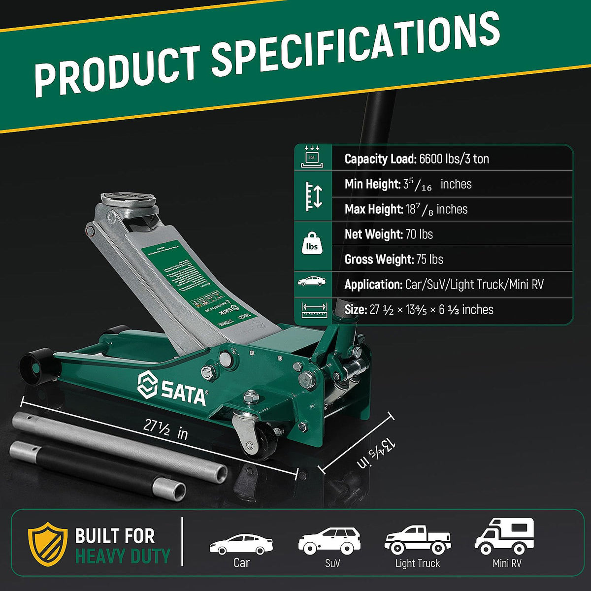 3 Ton Steel Hydraulic Floor Jack T985