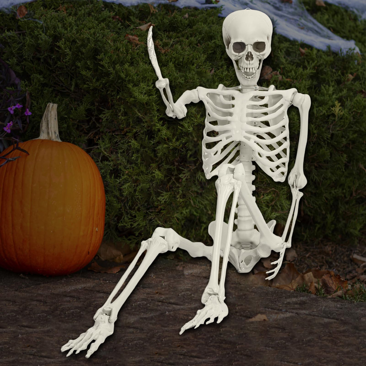 5.4ft White Posable Skeleton W87148