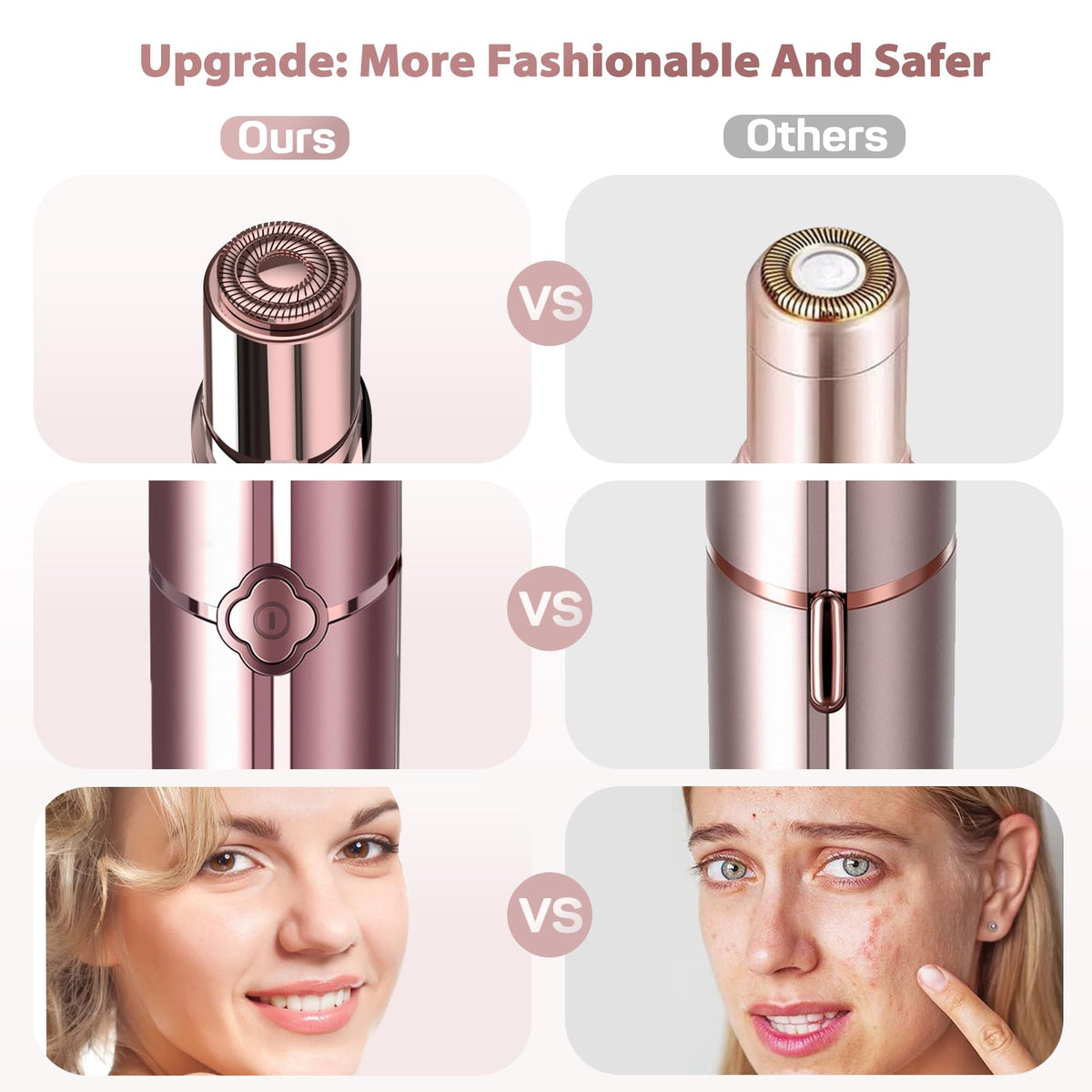 Electric Painless Facial Hair Removal Device with 2 Replacement Heads S661