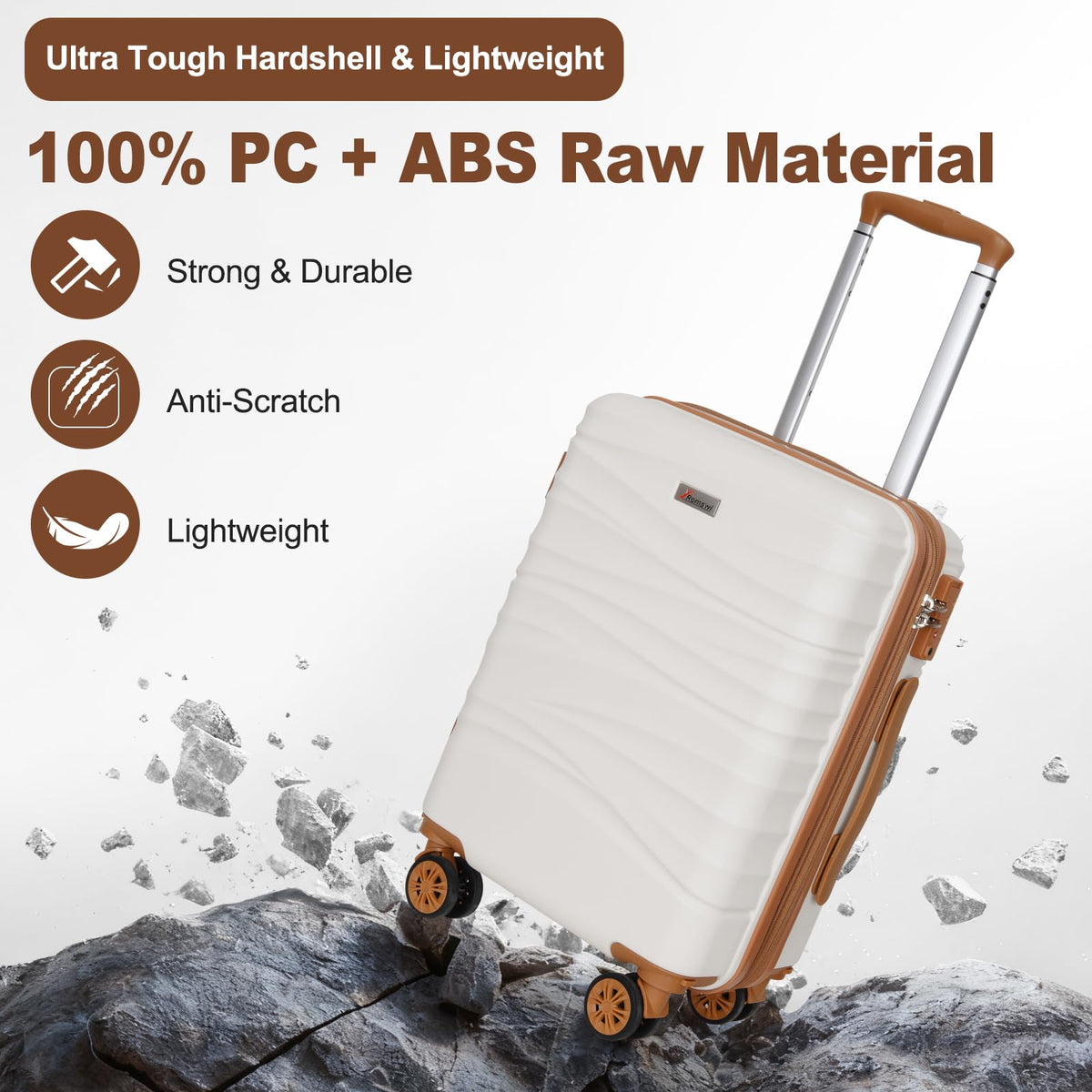 Expandable 21" Carry On Hardshell Luggage with Spinner Wheels, White B80191